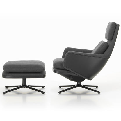 Grand Relax Lounge Chair & Ottoman | Nero Forte Leather Carbon Black Dumet 33