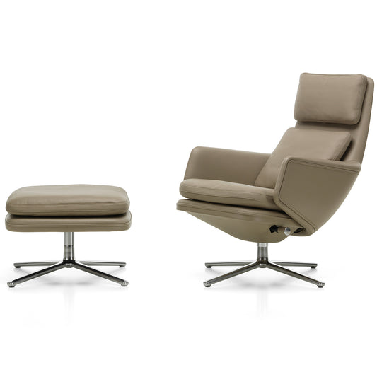 Grand Relax Lounge Chair & Ottoman | Sand Forte and Sand Premium Leathers