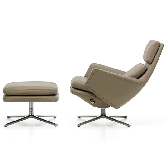 Grand Relax Lounge Chair & Ottoman | Sand Forte and Sand Premium Leathers