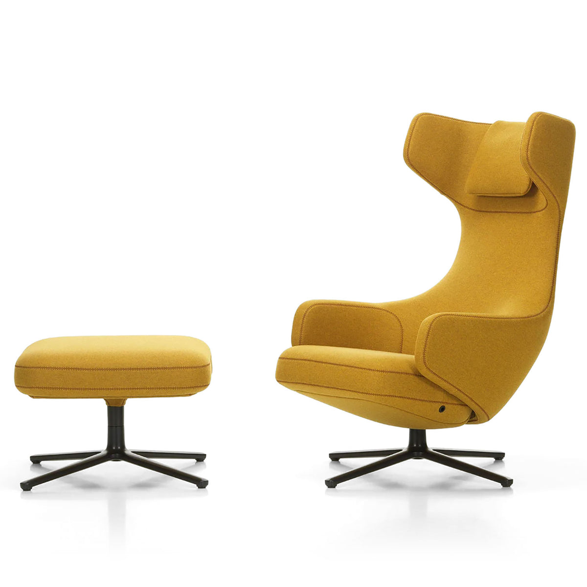 Grand Repos Lounge Chair & Ottoman | Cosy 14 Canola Wool Upholstery