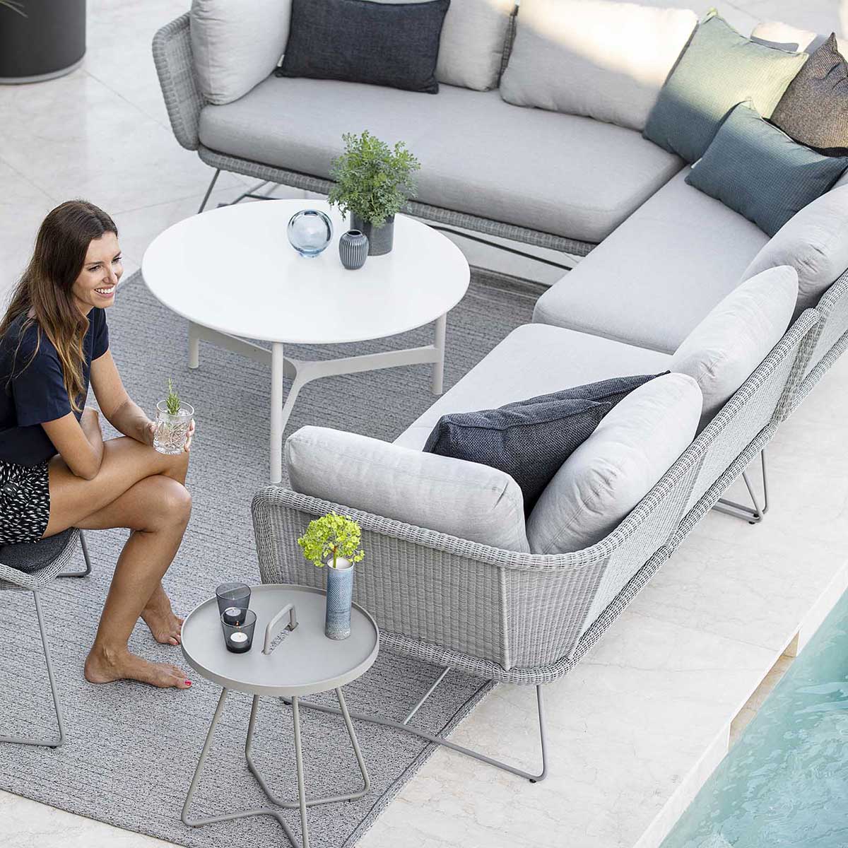 Horizon 2 Seat Sofa Grey | Grey Sunbrella Natte Cushion