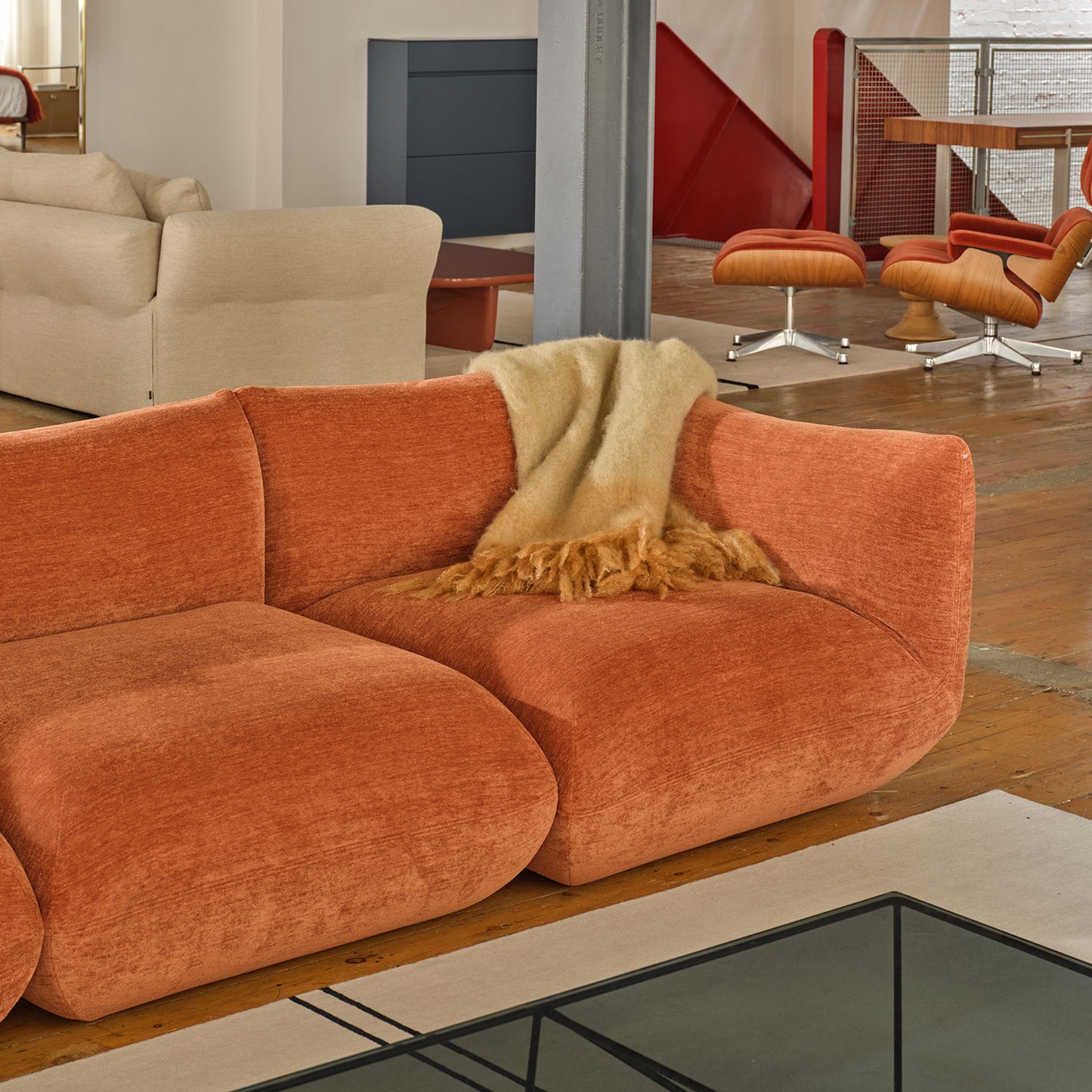 Jalis 3 Seat Sofa | Rust 8165 Blended Fabric