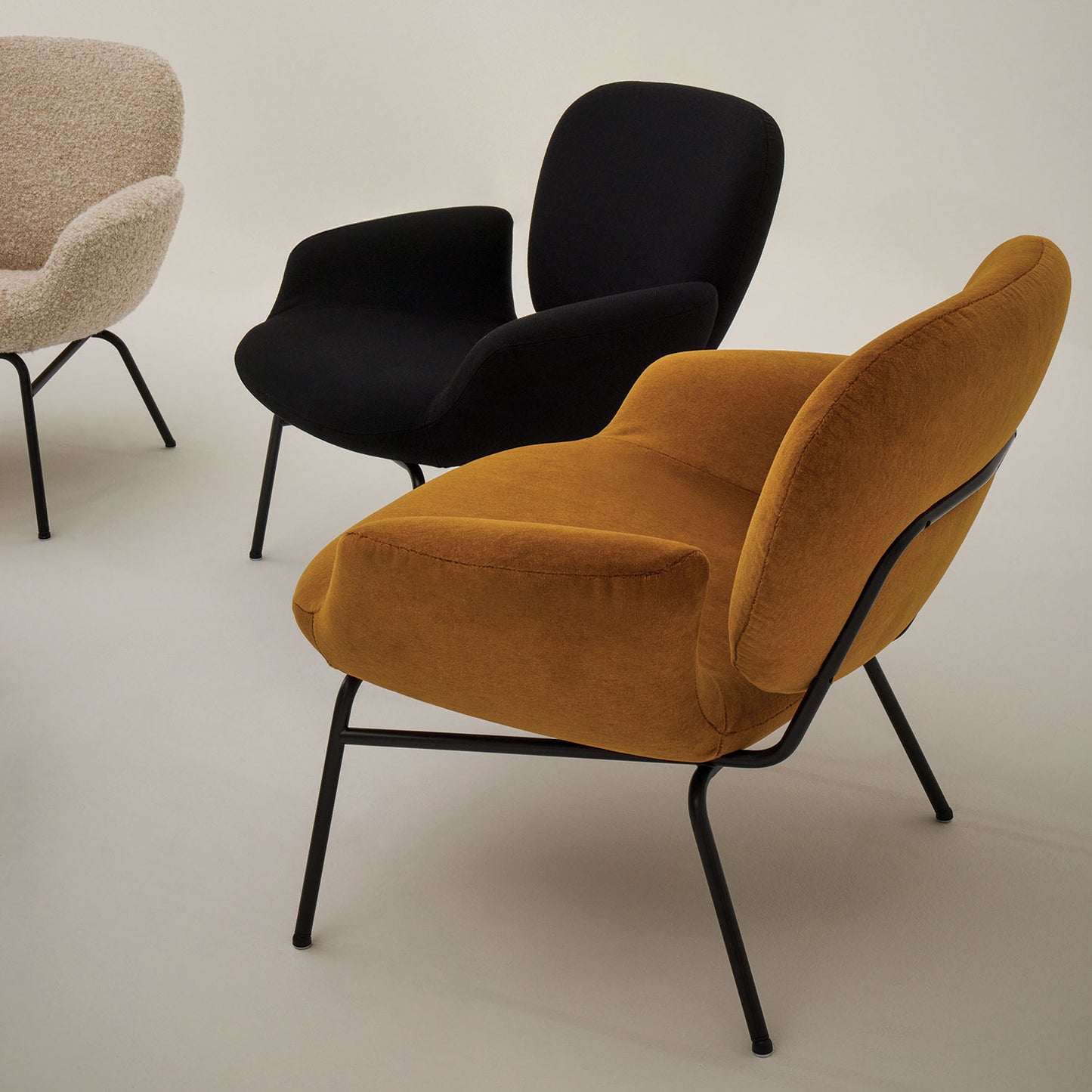 MoMo Armchair | Gold Ghibli Fabric Upholstery