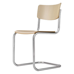 S43 Chair - Chrome Frame | Natural Stained Beech Seat and Back