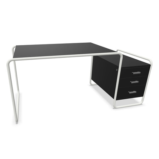 S285/1 Desk | Black Lacquered Ash on White Frame