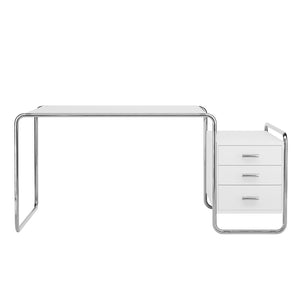 S285/1 Desk | White Lacquered Ash on Chrome Frame