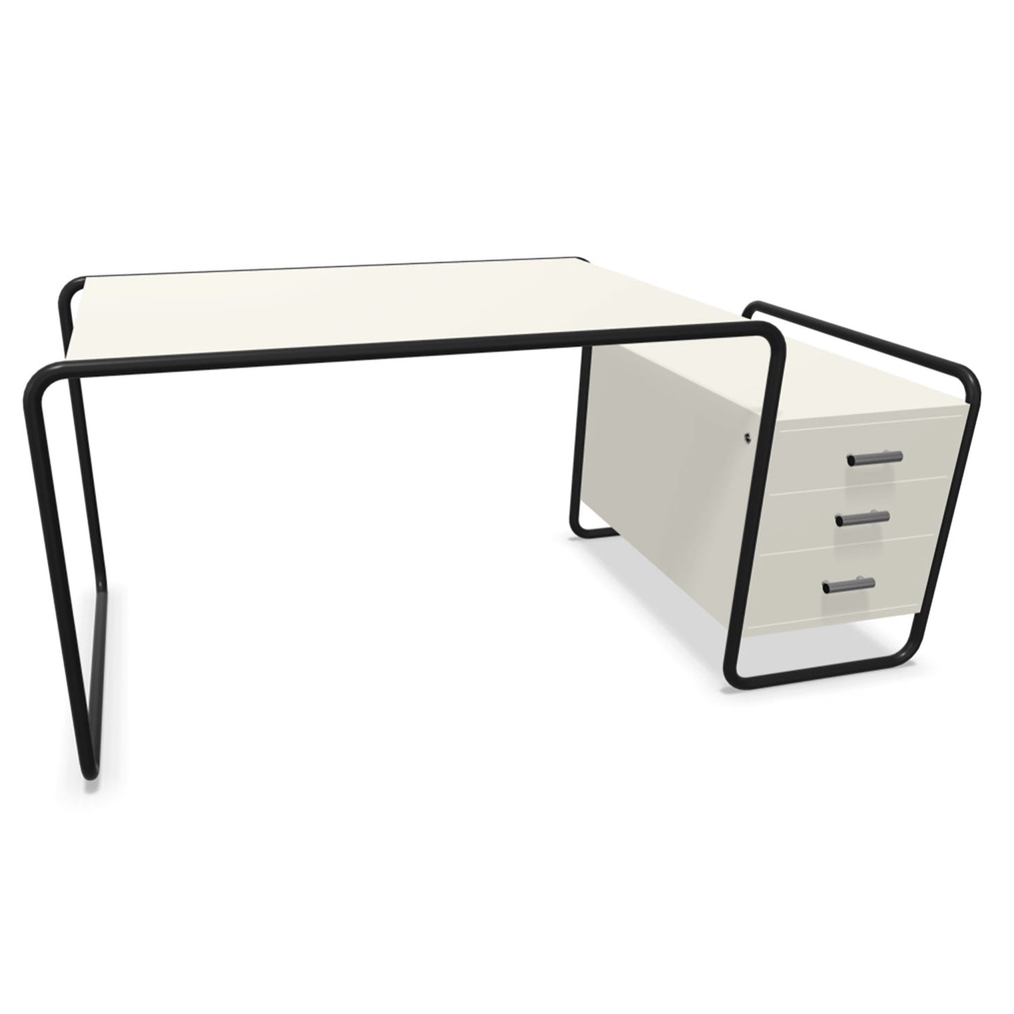 S285/1 Desk | White Lacquered Ash on Black Frame