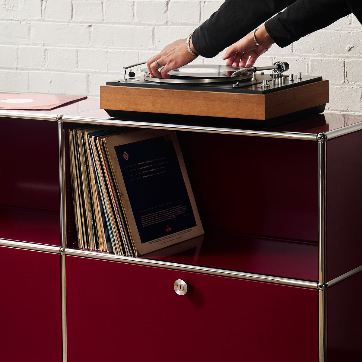 Special Edition USM Haller for Aram Sideboard C2 Two Doors | Claret Lacquer Panels