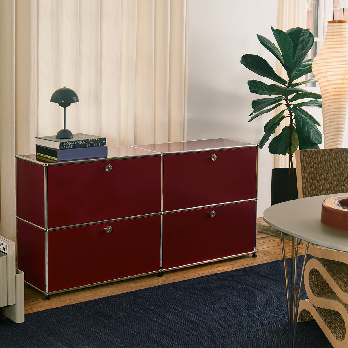 Special Edition USM Haller for Aram Sideboard E2 Four Doors | Claret Lacquer Panels