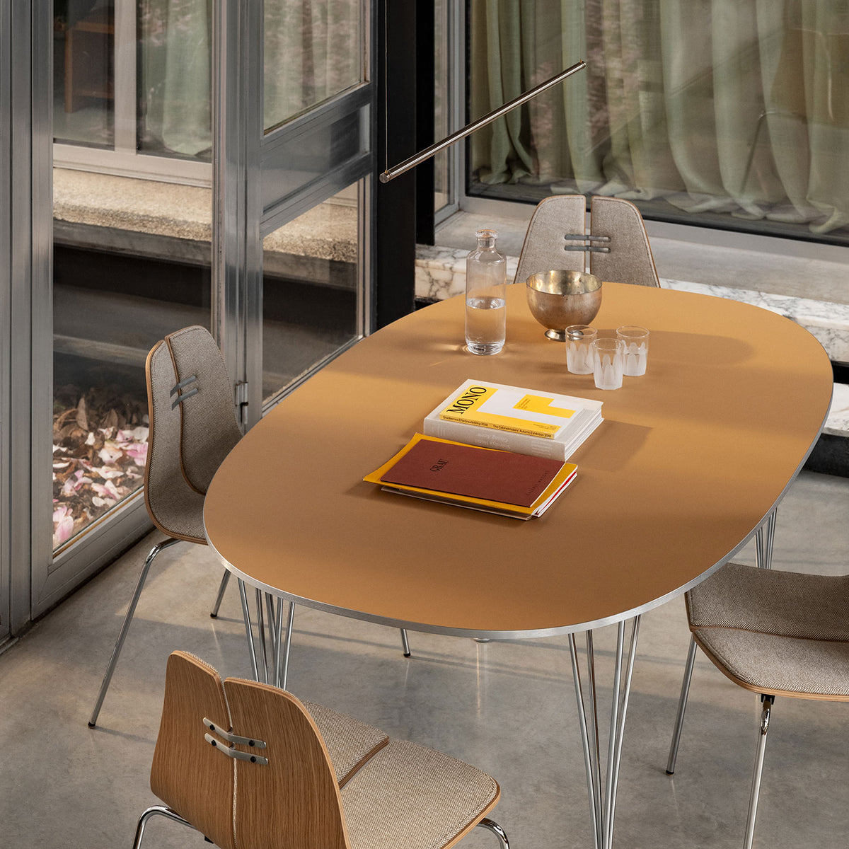 Superellipse Dining Table | Light Amber Fenix Top