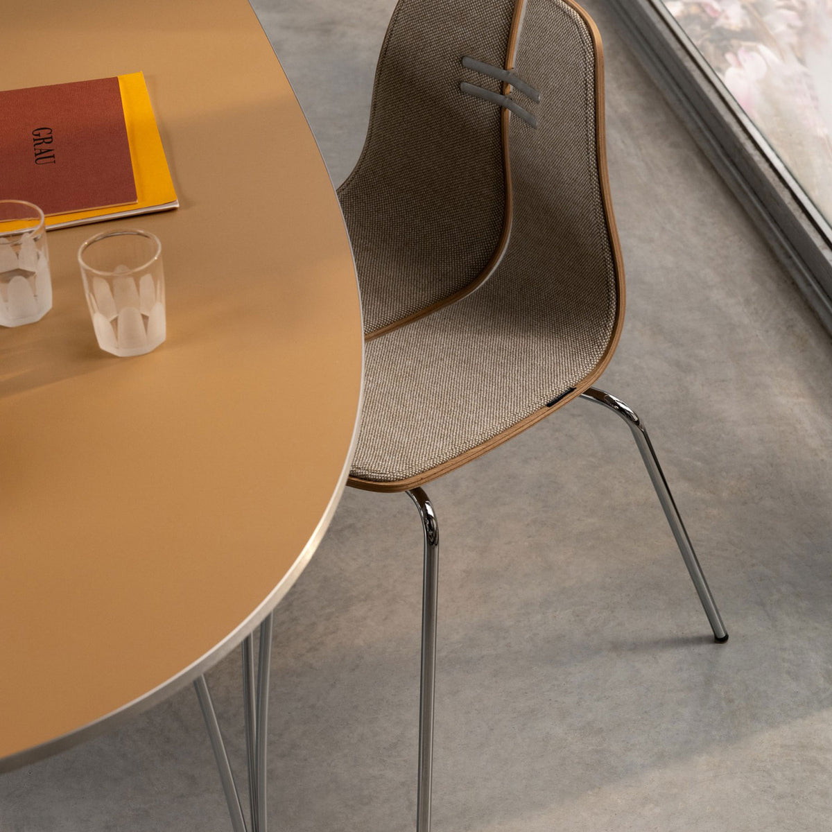 Superellipse Dining Table | Light Amber Fenix Top