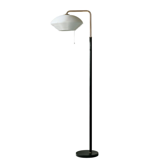 A811 Floor Lamp | White Shade with Brass Arm