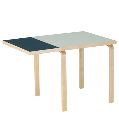 DL81C Aalto Folding Table | Vapour Linoleum Top and Smokey Blue Drop Leaf
