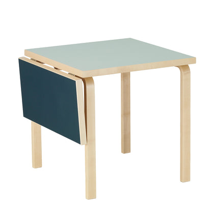 DL81C Aalto Folding Table | Vapour Linoleum Top and Smokey Blue Drop Leaf