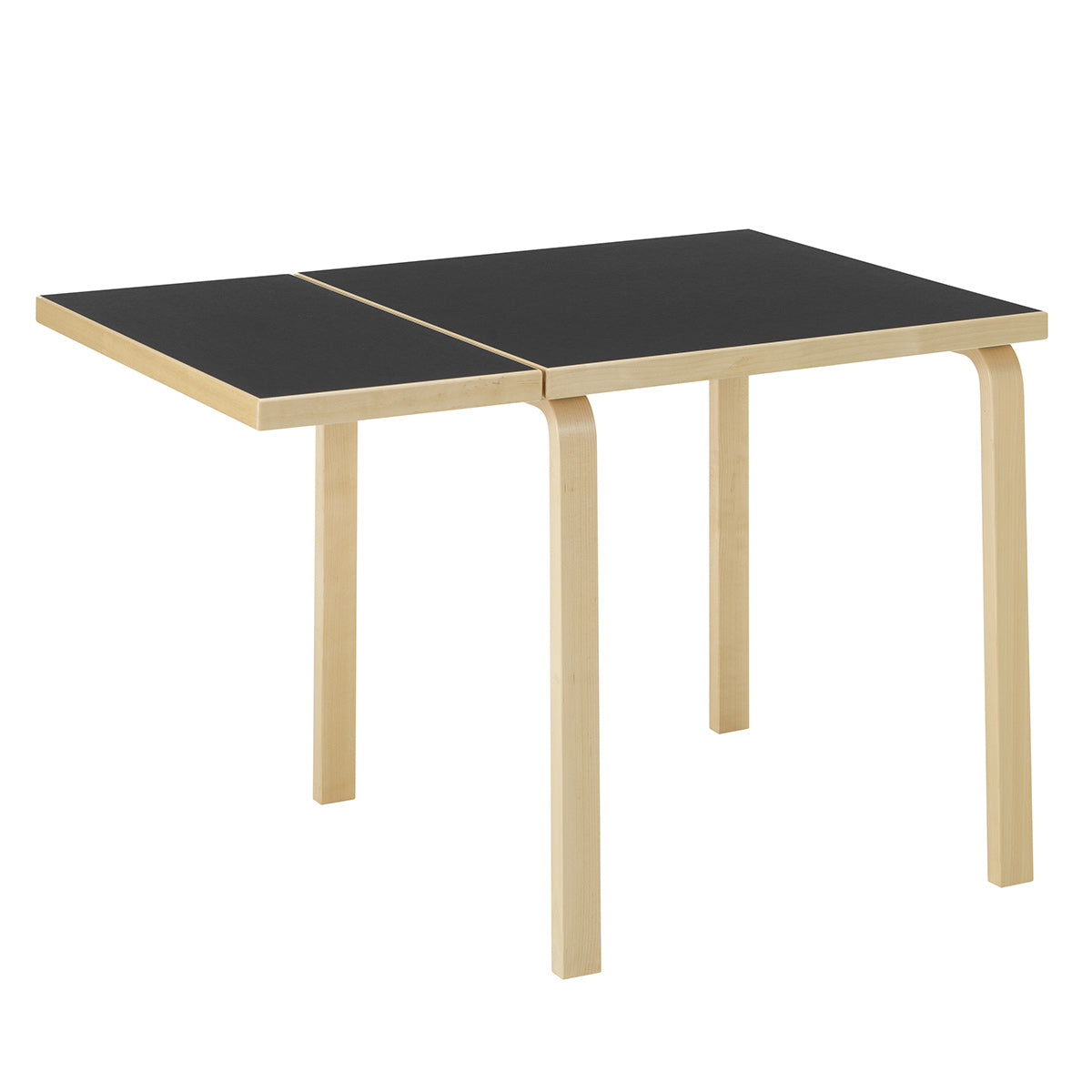 DL81C Aalto Folding Table | Black Linoleum Top and Drop Leaf