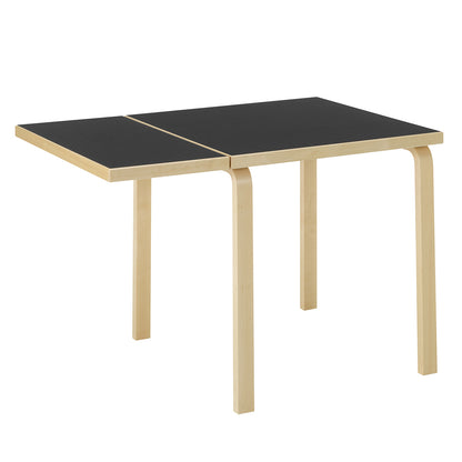 DL81C Aalto Folding Table | Black Linoleum Top and Drop Leaf