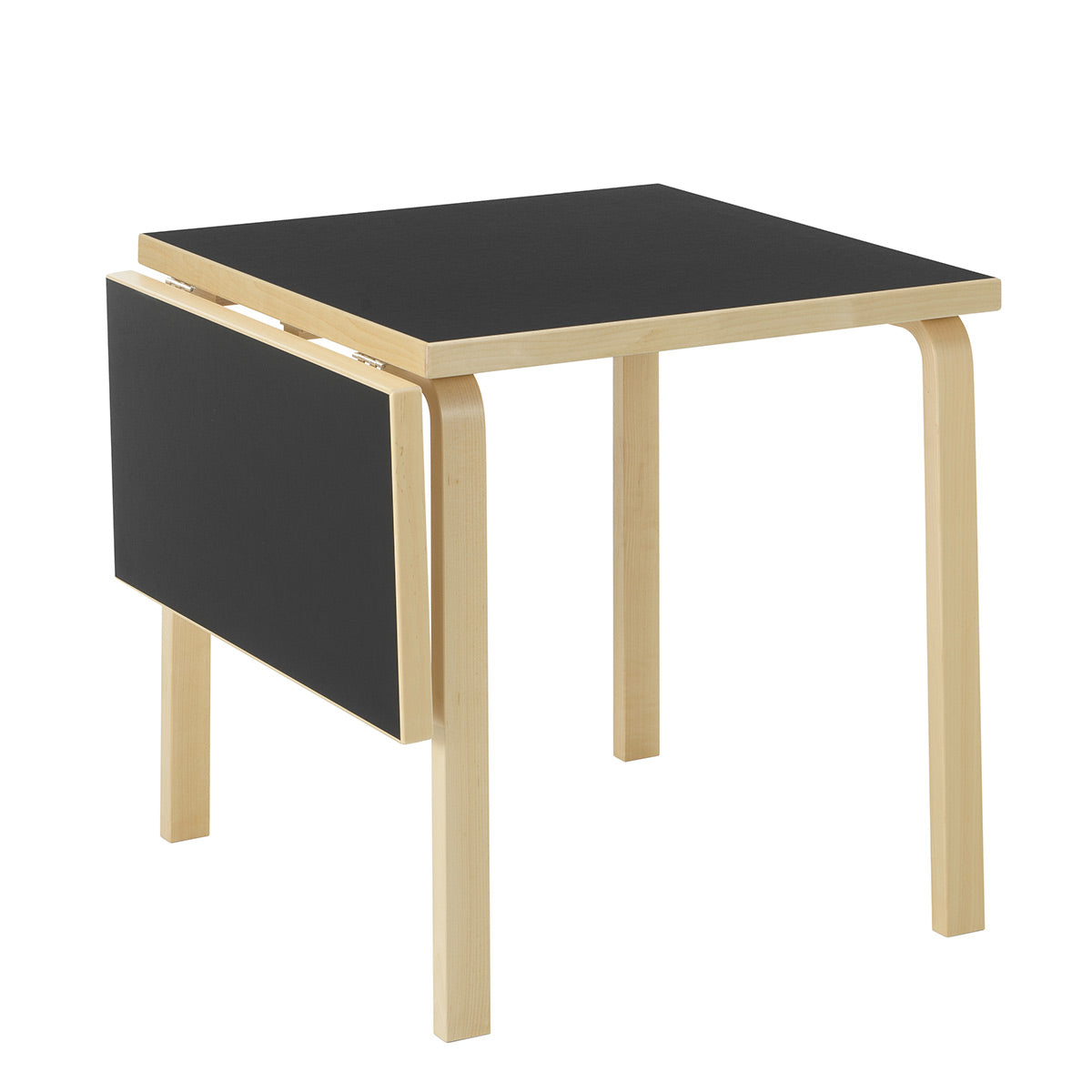 DL81C Aalto Folding Table | Black Linoleum Top and Drop Leaf