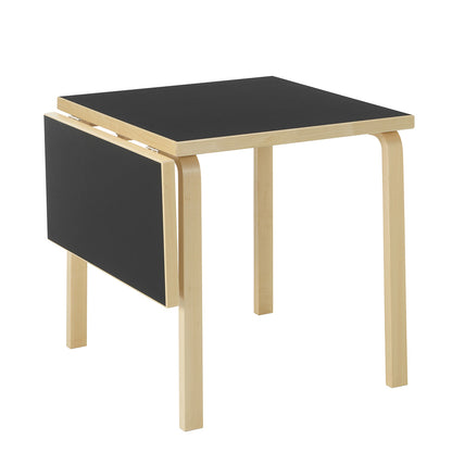 DL81C Aalto Folding Table | Black Linoleum Top and Drop Leaf
