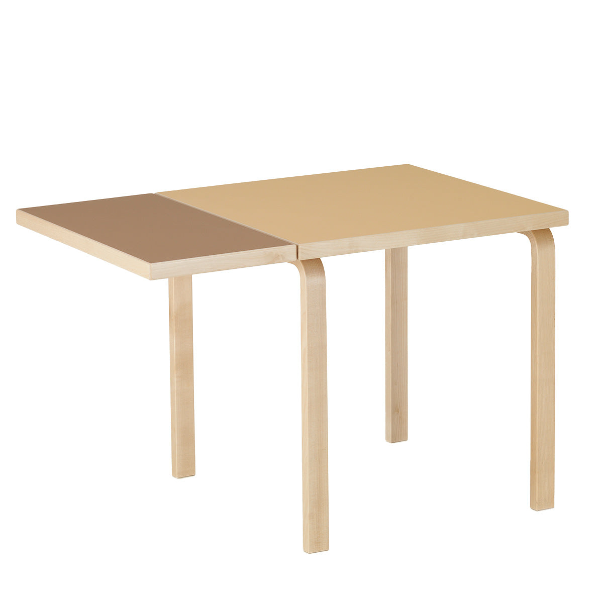 DL81C Aalto Folding Table | Clay Linoleum Top and Walnut Drop Leaf