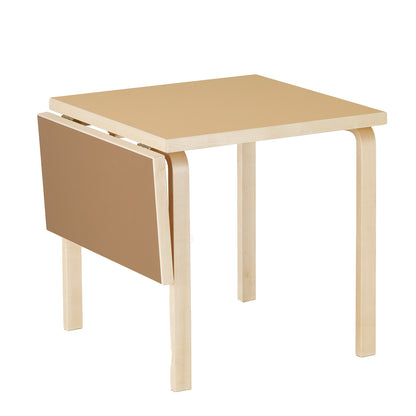DL81C Aalto Folding Table | Clay Linoleum Top and Walnut Drop Leaf