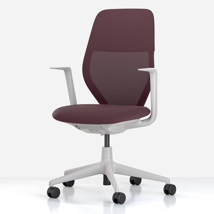 ACX Mesh Office Chair | Dark Red Grid Knit Soft Grey Frame