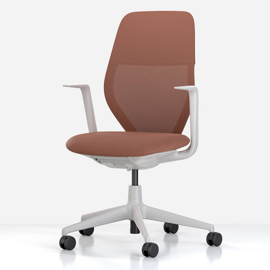 ACX Mesh Office Chair | Terracotta Grid Knit Soft Grey Frame