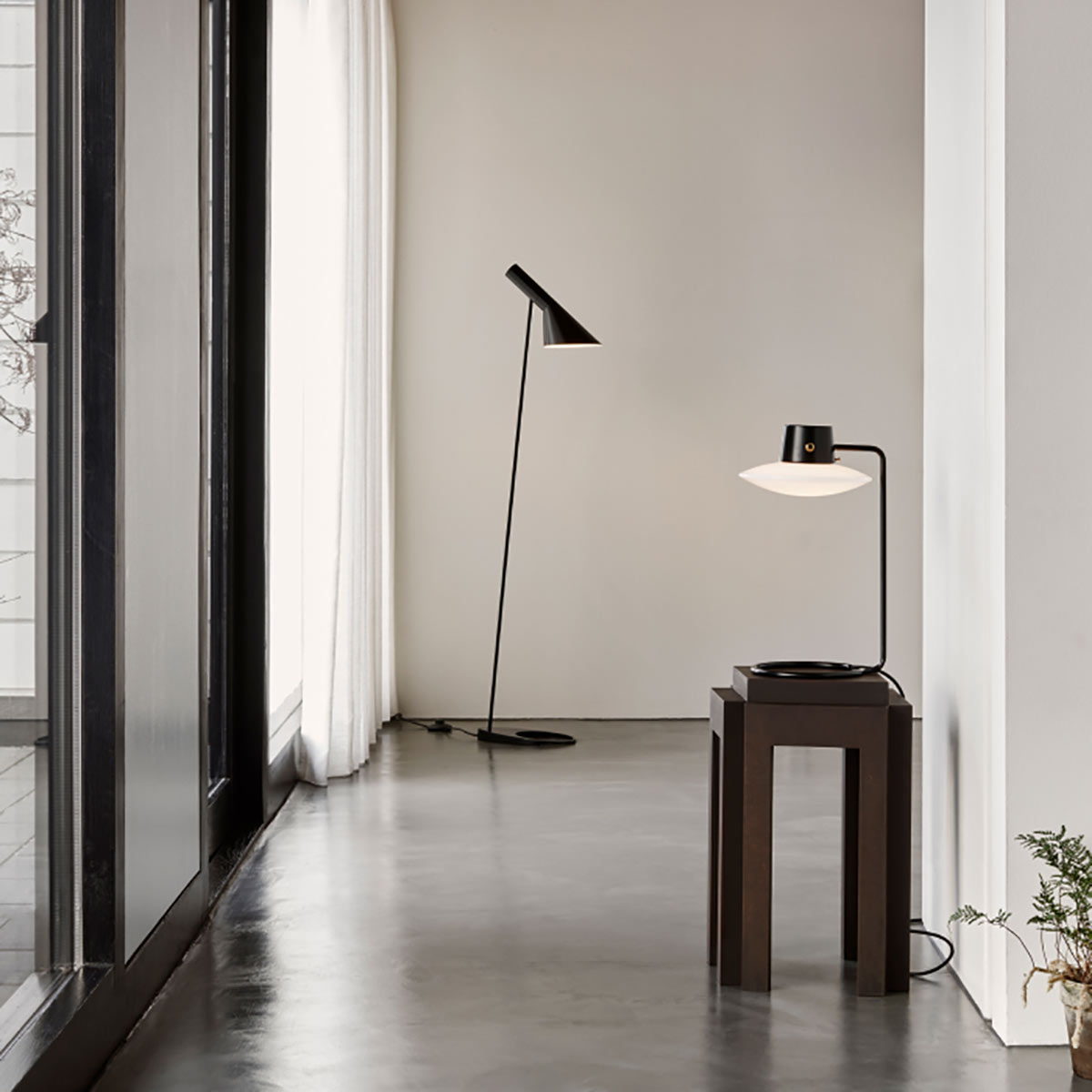 AJ Oxford Table Lamp | Black Stem with Opal Shade and NO top shade