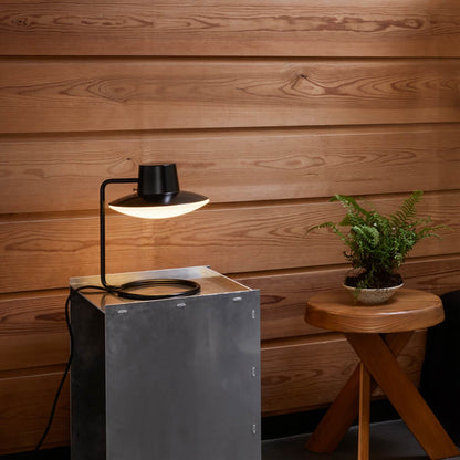 AJ Oxford Table Lamp | Black Stem with Opal Shade and NO top shade