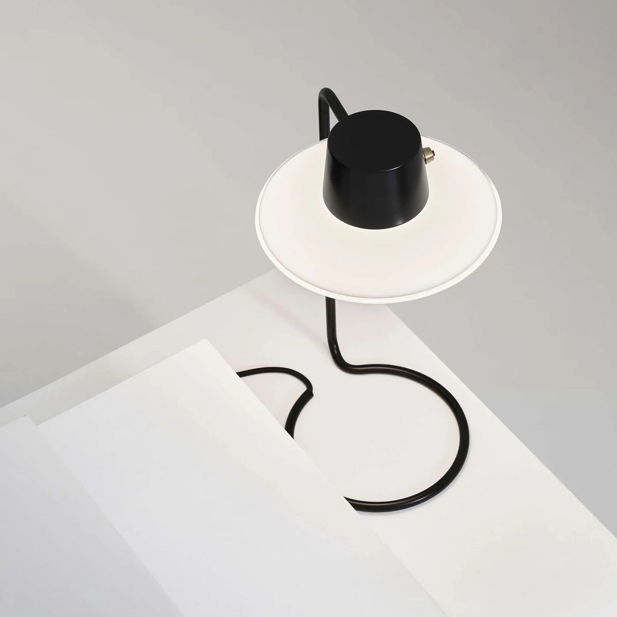 AJ Oxford Table Lamp | Black Stem with Opal Shade and NO top shade