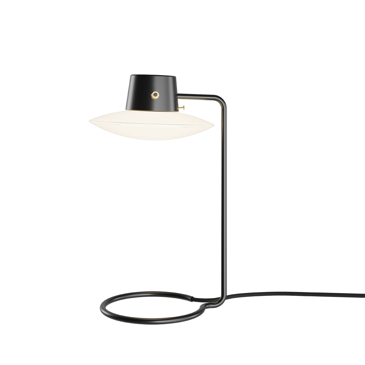 AJ Oxford Table Lamp | Black Stem with Opal Shade and NO top shade