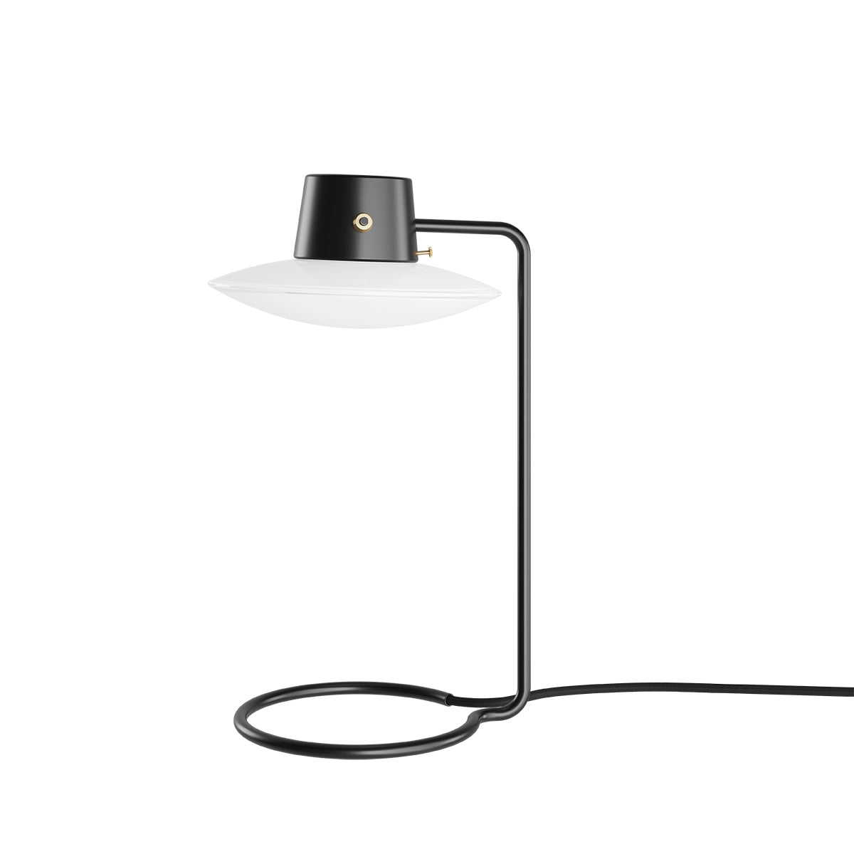 AJ Oxford Table Lamp | Black Stem with Opal Shade and NO top shade