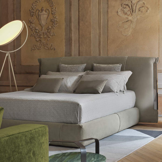 Amal Bed 180cm | Pale Gold Seattle 559 Fabric