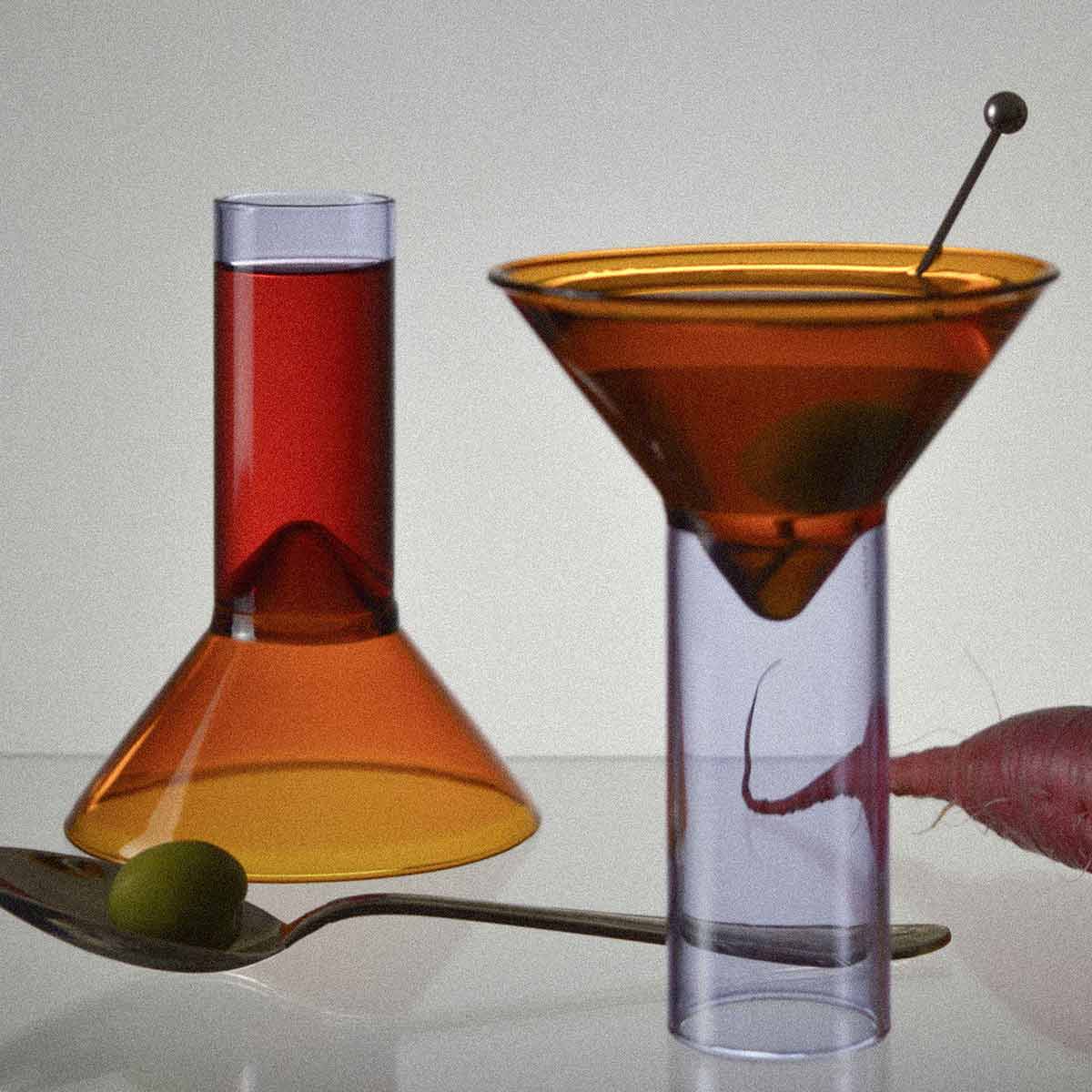 Martini Shot Glass | Amber and Lilac