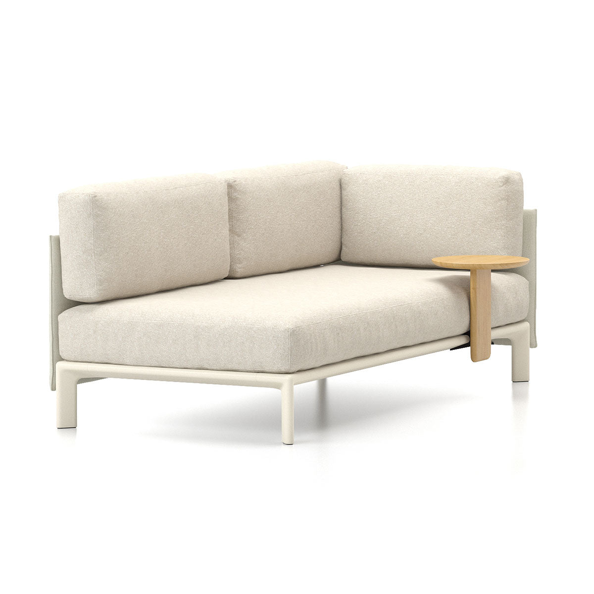Anagram 1900mm One Arm | Nubia 01 Ivory and Pearl Fabric Upholstery Chalk Frame