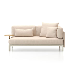 Anagram 1900mm One Arm | Iroko 03 Sand Upholstery Chalk Frame