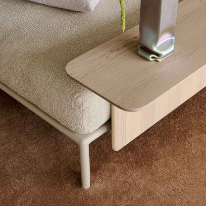 Anagram 1900mm One Arm | Nubia 01 Ivory and Pearl Fabric Upholstery Chalk Frame