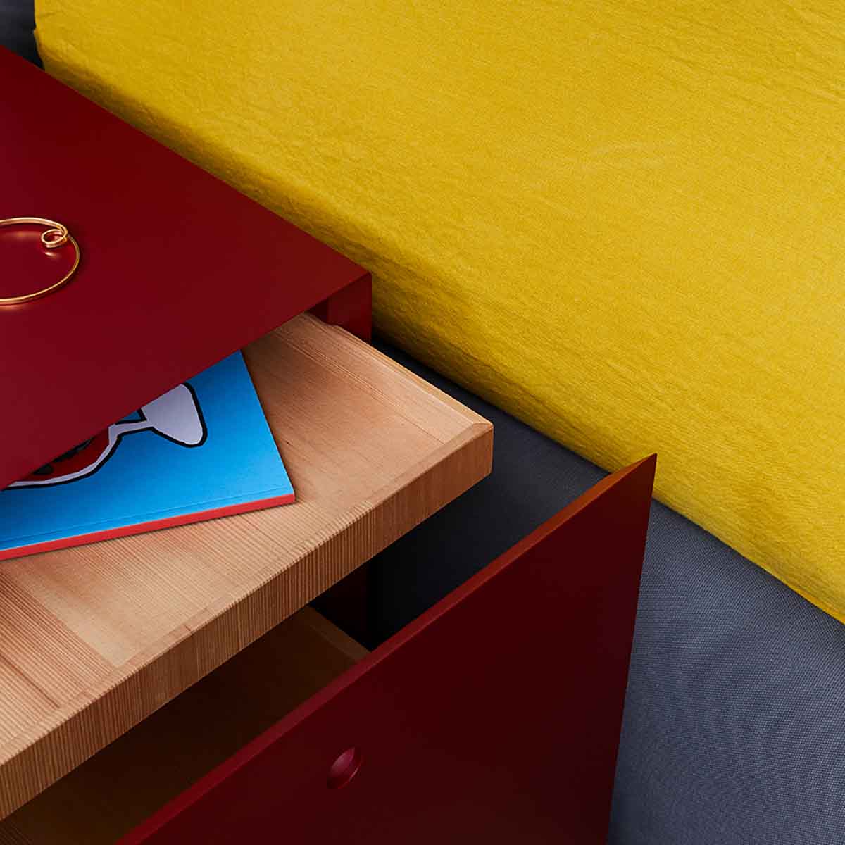 Offshore Night Table | Matt Lacquer L74 China Red