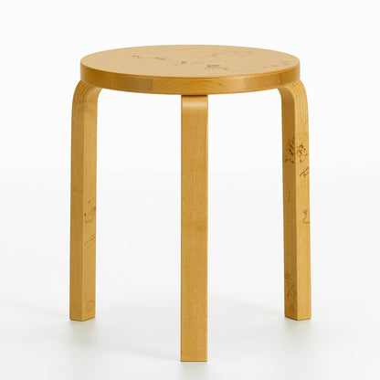 Artek + Moomin 60 Stool | Laser Engraved Honey Stained Solid Birch