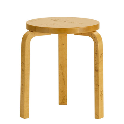 Artek + Moomin 60 Stool | Laser Engraved Honey Stained Solid Birch