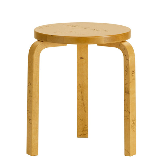 Artek + Moomin 60 Stool | Laser Engraved Honey Stained Solid Birch