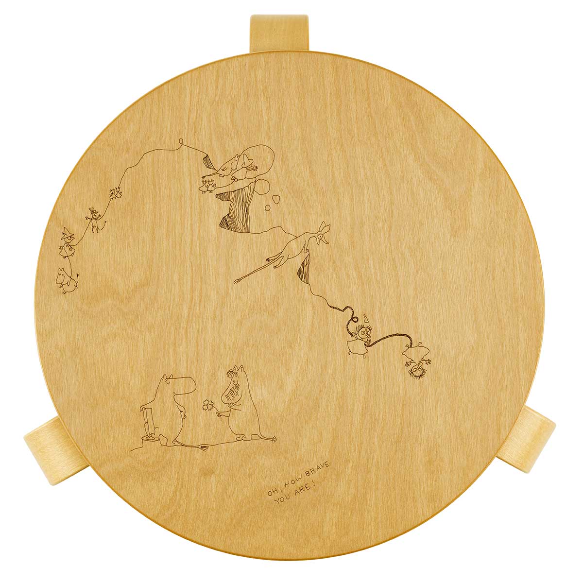 Artek + Moomin 60 Stool | Laser Engraved Honey Stained Solid Birch
