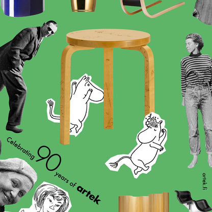 Artek + Moomin 60 Stool | Laser Engraved Honey Stained Solid Birch