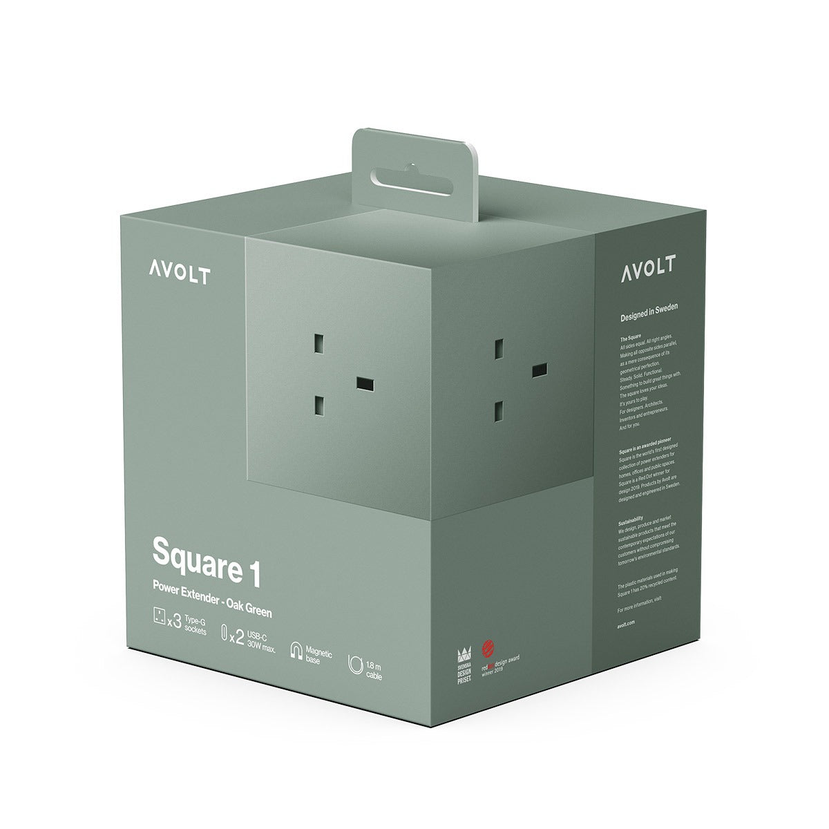 Square 1 Extension Cable | Oak Green