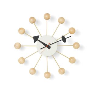 George Nelson Ball Clock | Beechwood with White Body