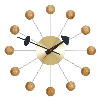 George Nelson Ball Clock | Cherrywood with Brass Body