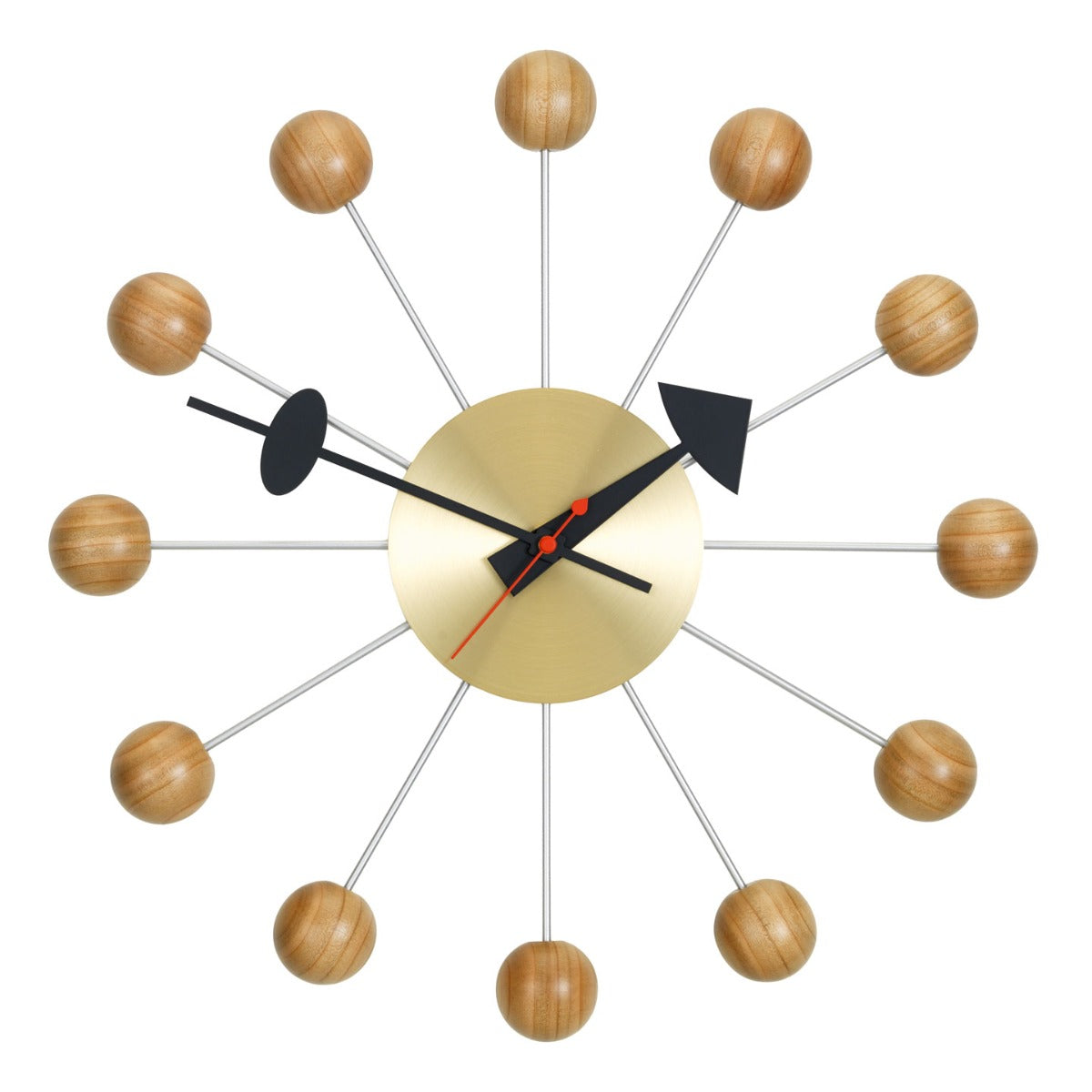 George Nelson Ball Clock | Cherrywood with Brass Body