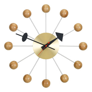 George Nelson Ball Clock | Cherrywood with Brass Body