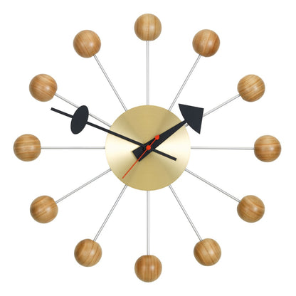 George Nelson Ball Clock | Cherrywood with Brass Body