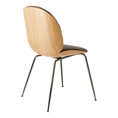 Beetle Dining Chair 3D Veneer | Grey Soft Leather Upholstery and Oak Veneer Shell
