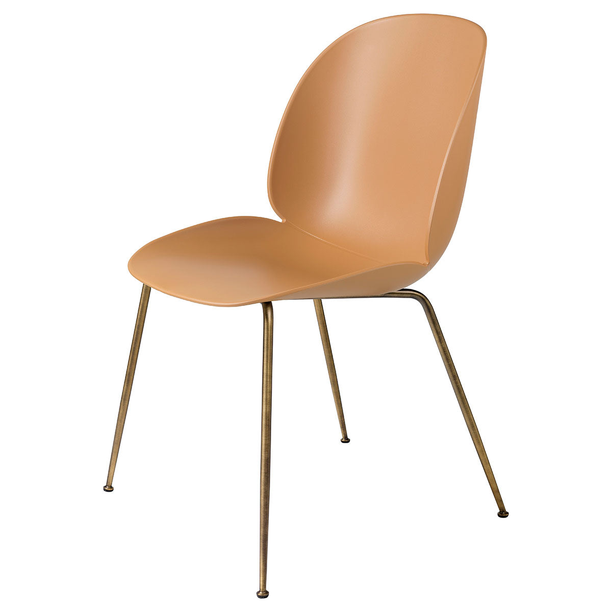 Beetle Plastic Chair Metal Base | Amber Brown Plastic Shell